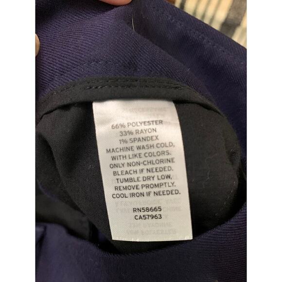 Nordstrom Open Edit Mens Navy Blue Pants Pleated Cuffed Cropped Size 34 New - Picture 5 of 5